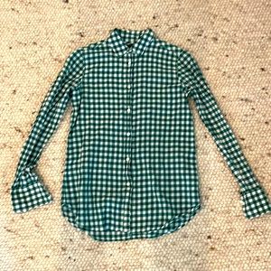 J crew teal gingham shirt